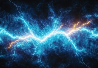 Fototapeta premium Electric Blue Lightning Strikes in a Dark Thunderstorm