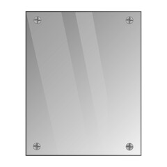 Blank, transparent vector glass plate. Vector template, horizontal banner with copy-space. Photo realistic texture with highlights and glow on the background. See through the plastic. PNG
