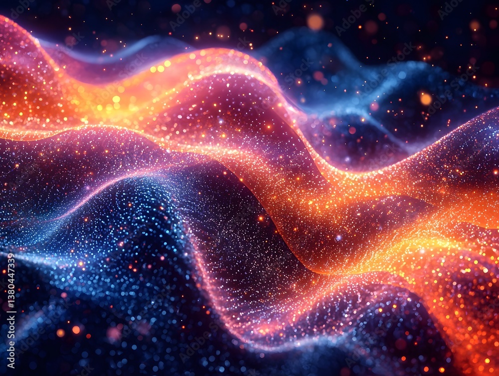 Poster waves of data and dna intertwined in a dynamic display