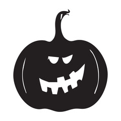 Happy Halloween pumpkin icon with a curved stem and a playful carved smile.