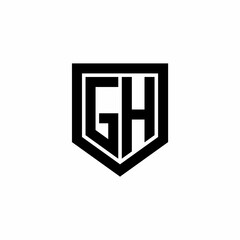 Obraz premium Initial monogram logo design GH isolated frame shield vector
