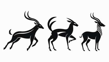 Silhouette of a deer with antlers in a simple vector design, showcasing wildlife and nature themes