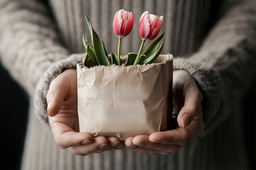 Tenderly Held Tulips: A Touch of Spring's Embrace World Parkinson's Day