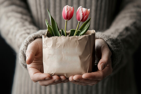 Tenderly Held Tulips: A Touch of Spring's Embrace World Parkinson's Day