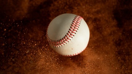 Freeze Motion Detail Shot of Baseball Ball with Clay Explosion