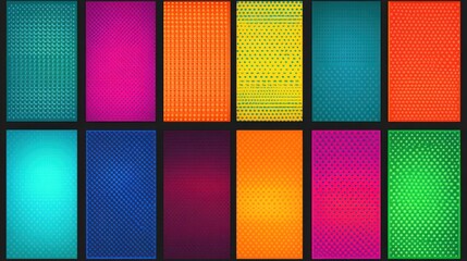 Vibrant Color Palette: A Collection of 12 Unique Dotted Patterns