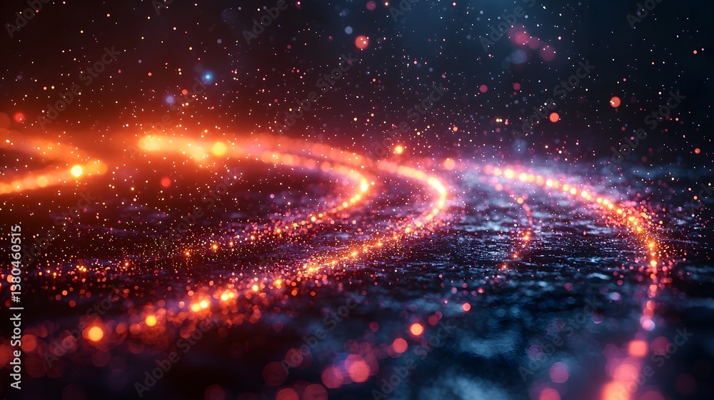 Wall mural quantum particles forming secure data bridges between servers