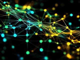Artificial intelligence data nodes and glowing neural connections · Futuristic tech network visuals for AI systems, fintech, UX design, digital marketing and innovation branding