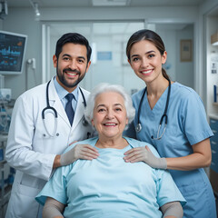 doctor and nurse with a happy  patient 