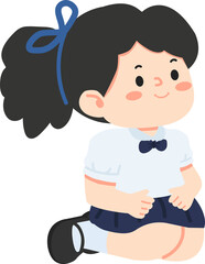 Kid girl sitting on the ground cartoon
