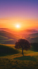 Radiant Sunrise Illuminates Peaceful Landscape, Inspiring New Beginnings and Hopeful Upliftment
