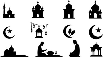 silhouette icon about ramadan , vector illustration