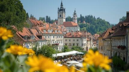 Obraz premium Picturesque ?kofja Loka Slovenia: A Charming Medieval Town