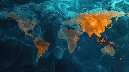 Aerial view of global climate change abstract digital art and environmental concerns