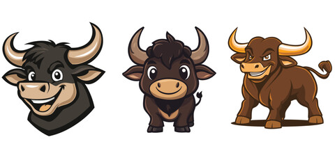 set of bull mascot 