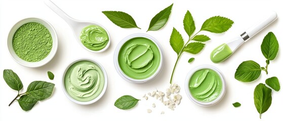 Luxurious organic skincare set display nature setting flat design green environment aesthetic viewpoint