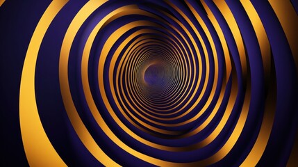 Fototapeta premium Abstract Gold and Purple Swirl Tunnel: A mesmerizing digital artwork showcasing a vibrant spiral vortex