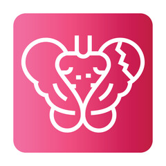 Pelvic fracture black line icon for digital and print projects.