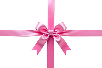 pink ribbon with bow isolated on transparent background