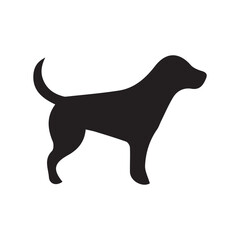 Black silhouette of a dog in vector style on a white background