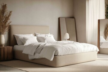 A beautifully decorated bedroom featuring a comfortable bed and soft linens