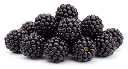 Fresh Blackberries on White Background - Juicy Berry Photography