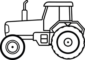 Tractor Coloring Page Isolated for Kids Vector