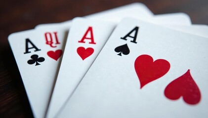 Obraz premium Playing cards arranged in a classic ace high sequence , win, cards