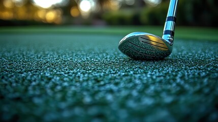 Golf Club on Putting Green: Precision and Focus