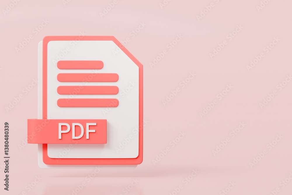 Poster 3d file folder document pdf icon. minimal word pdf sheet presentation document icon. document form. 