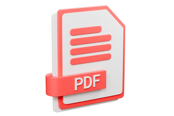 3d file folder document PDF icon. minimal word PDF sheet presentation document icon. document form. business work company icon concept. archive presentation file type concept. PDF format. 3d render.