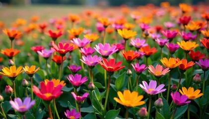 Close-up of blooming wildflowers forming a continuous pattern, flower, botanical