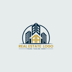 Obraz premium Elegant AA Real Estate Logo with Urban Skyline