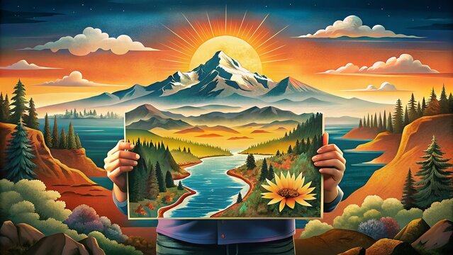 Oregon State Map Portrait Photography: Scenic Route & Natural Wonders