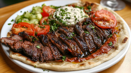 food, meat, meal, dinner, plate, pork, beef, cuisine, salad, dish, fried, rice, lunch, vegetable, tomato, delicious, gourmet, cooked, green, steak, white, grilled, restaurant, red, spicy