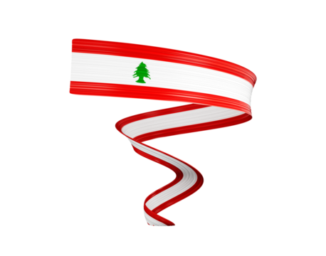 3d Flag Of Lebanon 3d Shiny Waving Twisted Ribbon Flag 3d Illustration