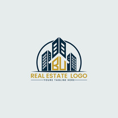 Elegant BU Real Estate Logo with Urban Skyline