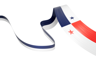 3d Flag Of Panama 3d Shiny Waving Panama Ribbon Flag On Grey 3d Illustration
