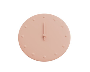 A Minimalist Soft Pink Wall Clock Twelve O'Clock 12 00 O'Clock For Modern Interiors 3D Illustration
