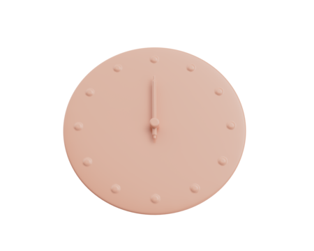 A Minimalist Soft Pink Wall Clock Twelve O'Clock 12 00 O'Clock For Modern Interiors 3D Illustration