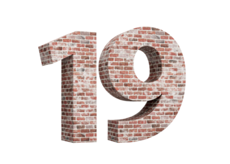 Number Nineteen 19 Digit Made Of Old Grunge Texture Wall Of Bricks Background 3D Illustration