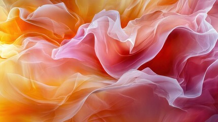 Obraz premium Abstract Swirling Fabric in Warm Hues: A Symphony of Orange, Pink, and White