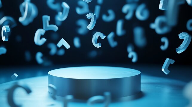 Floating letters in a digital environment.