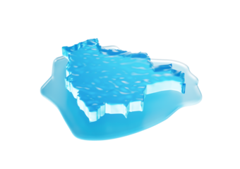 Water Ice Map of Bolivia global warming melting glacier in deep blue water 3d illustration