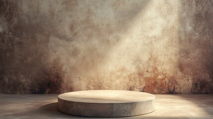 Empty circular stage with atmospheric lighting.