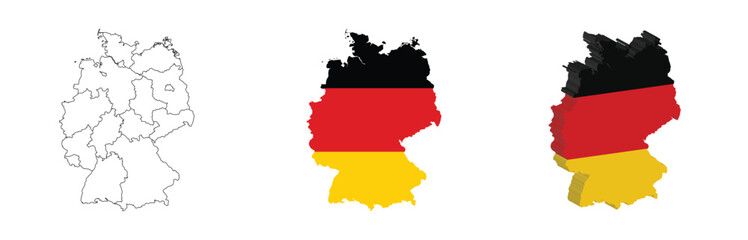 Germany outline, fill with flag and 3d map