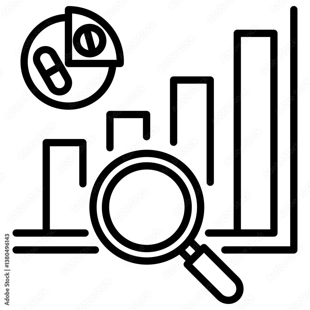 Poster statistical analysis line icon