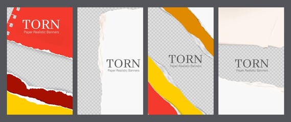 Torn paper Realistic banners vertical collection