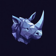 Polygonal Rhinoceros Head on Dark Background