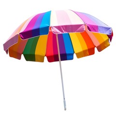 Colorful Umbrella: Vibrant beach umbrella, showcasing a spectrum of colors. Capturing the essence of a sunny day at the beach, this umbrella exudes joy and relaxation.